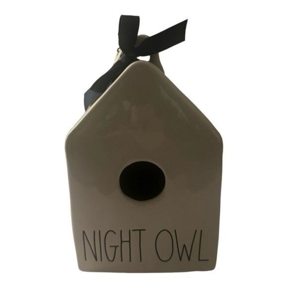 Rae‎ Dunn Night Owl Birdhouse Ceramic Decorative Bird House New with Tags